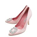 Manolo Blahnik Light Pink Hangisi Satin Pump 37