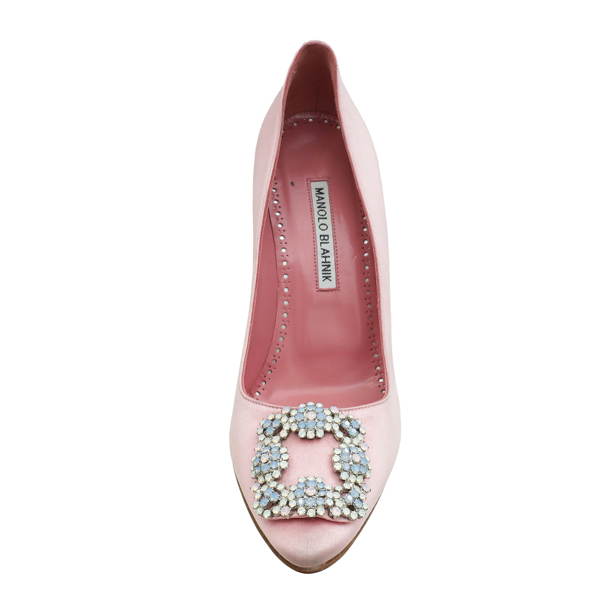 Manolo Blahnik Light Pink Hangisi Satin Pump 37