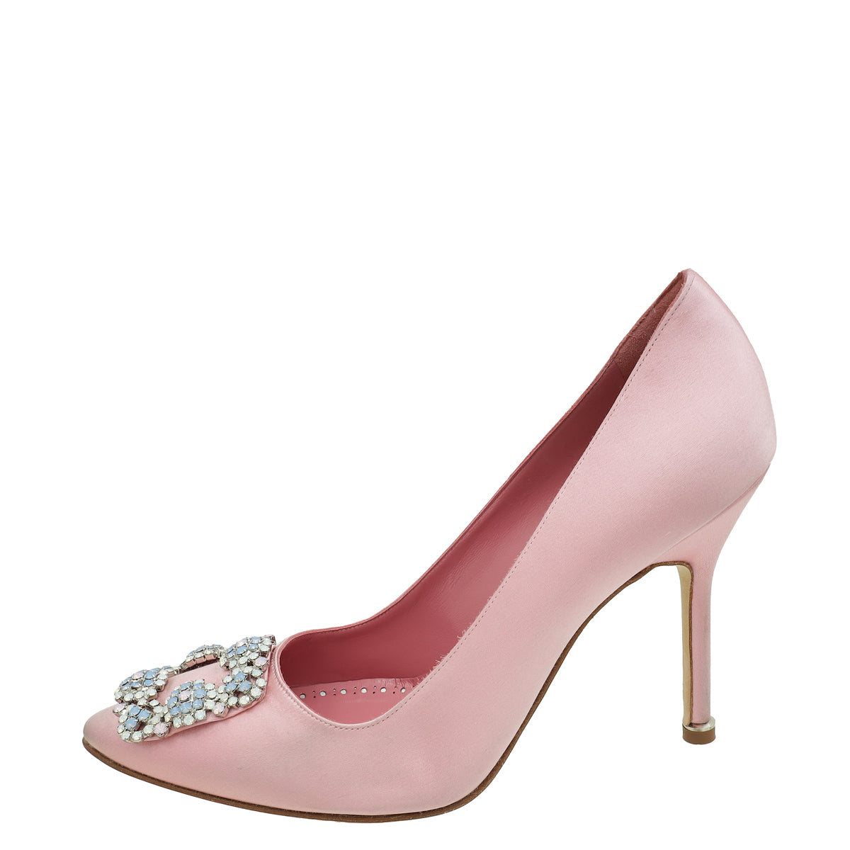 Manolo Blahnik Light Pink Hangisi Satin Pump 37