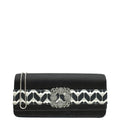 Manolo Blahnik Bicolor Satin Gothisi Jewel Buckle Clutch