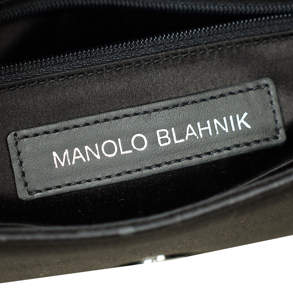 Manolo Blahnik Bicolor Satin Gothisi Jewel Buckle Clutch