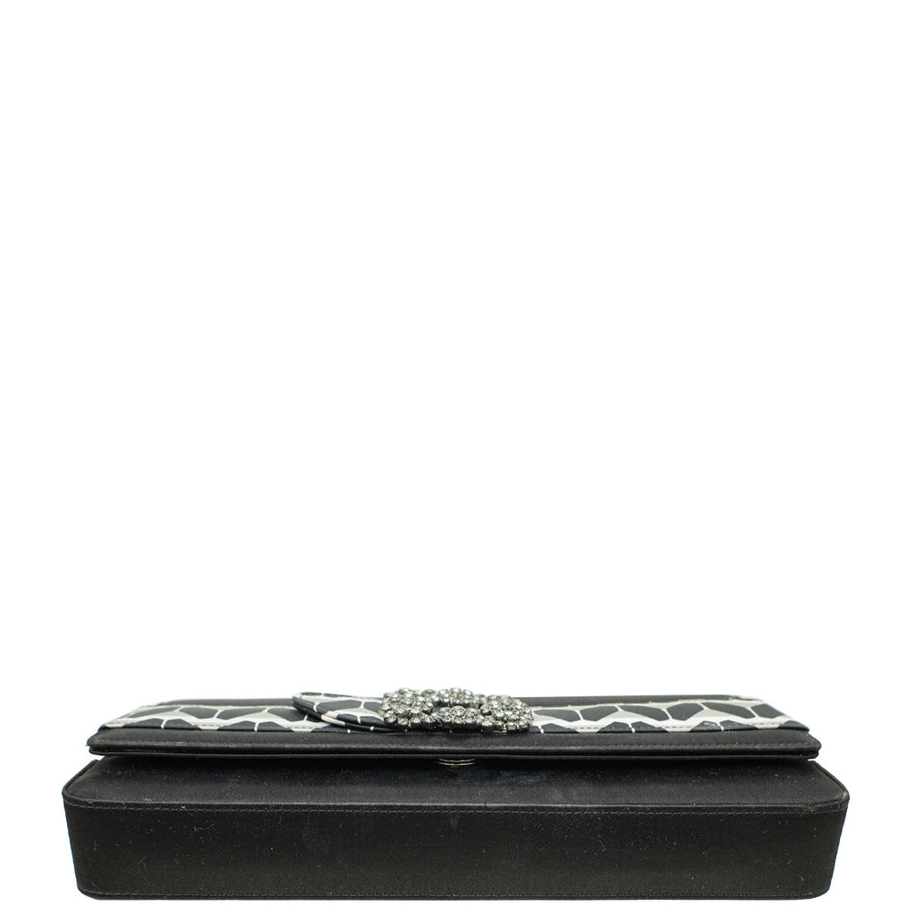 Manolo Blahnik Bicolor Satin Gothisi Jewel Buckle Clutch