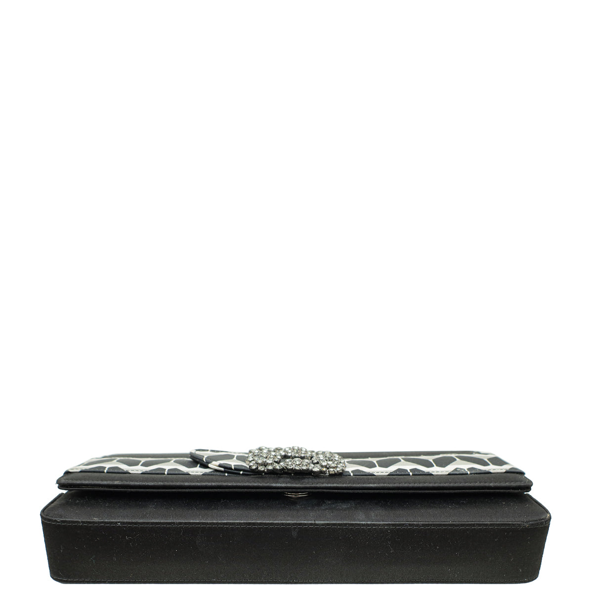 Manolo Blahnik Bicolor Satin Gothisi Jewel Buckle Clutch