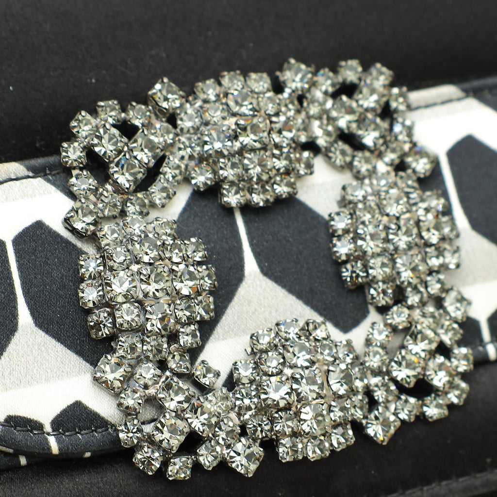 Manolo Blahnik Bicolor Satin Gothisi Jewel Buckle Clutch