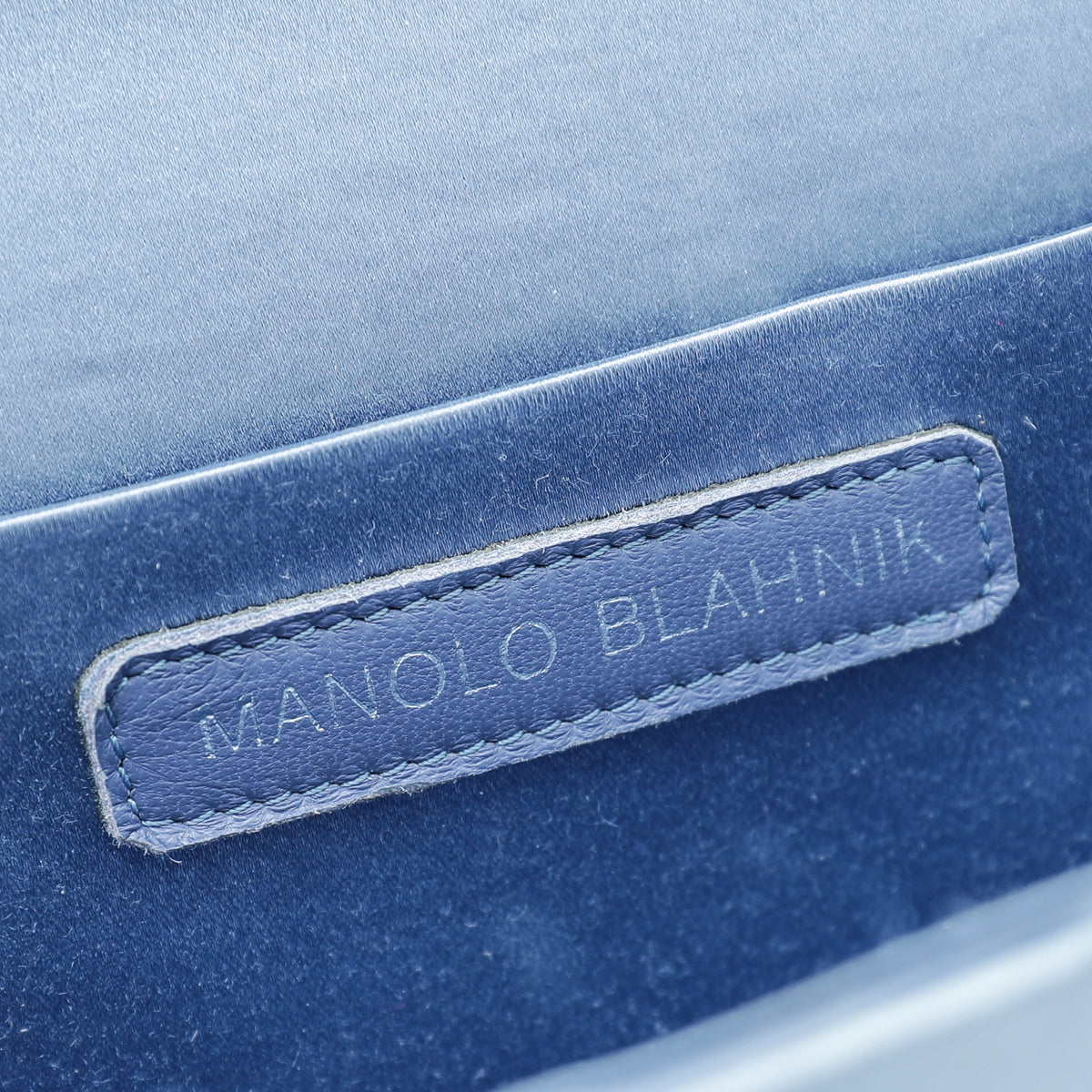 Manolo Blahnik Bluish Grey Satin Gothisi Chain Clutch