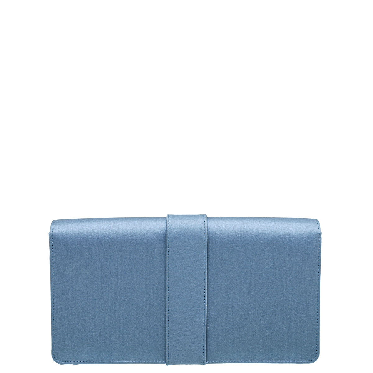 Manolo Blahnik Bluish Grey Satin Gothisi Chain Clutch