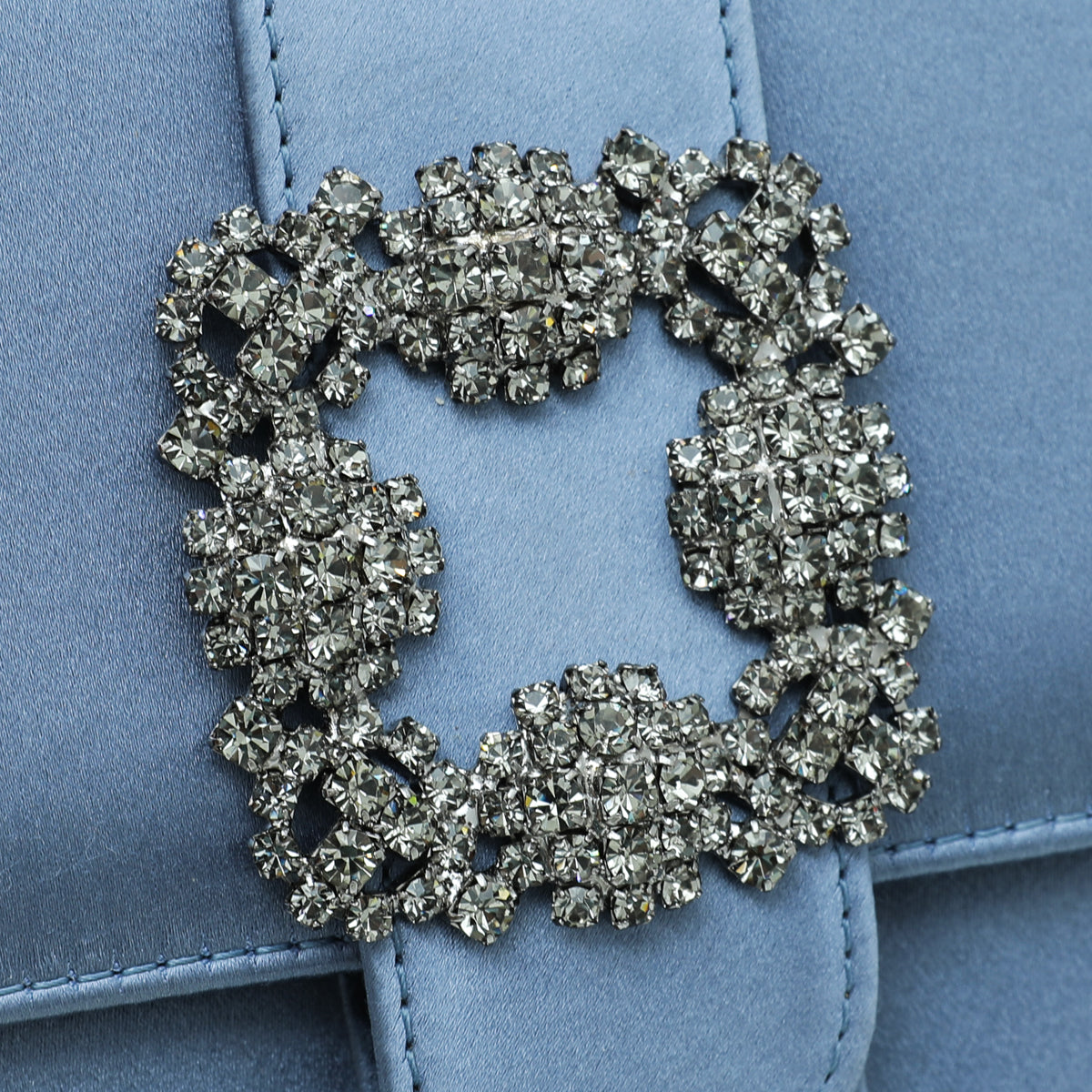 Manolo Blahnik Bluish Grey Satin Gothisi Chain Clutch