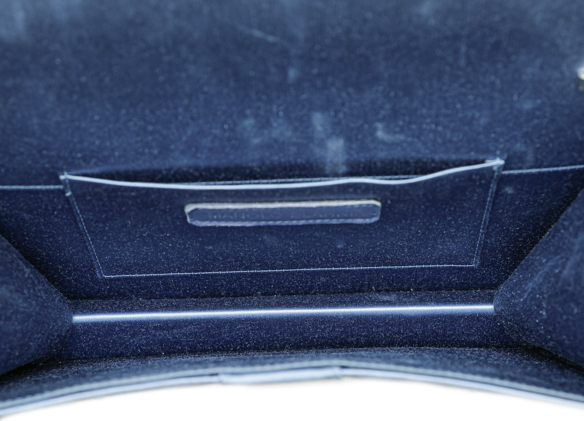Manolo Blahnik Bluish Grey Satin Gothisi Chain Clutch