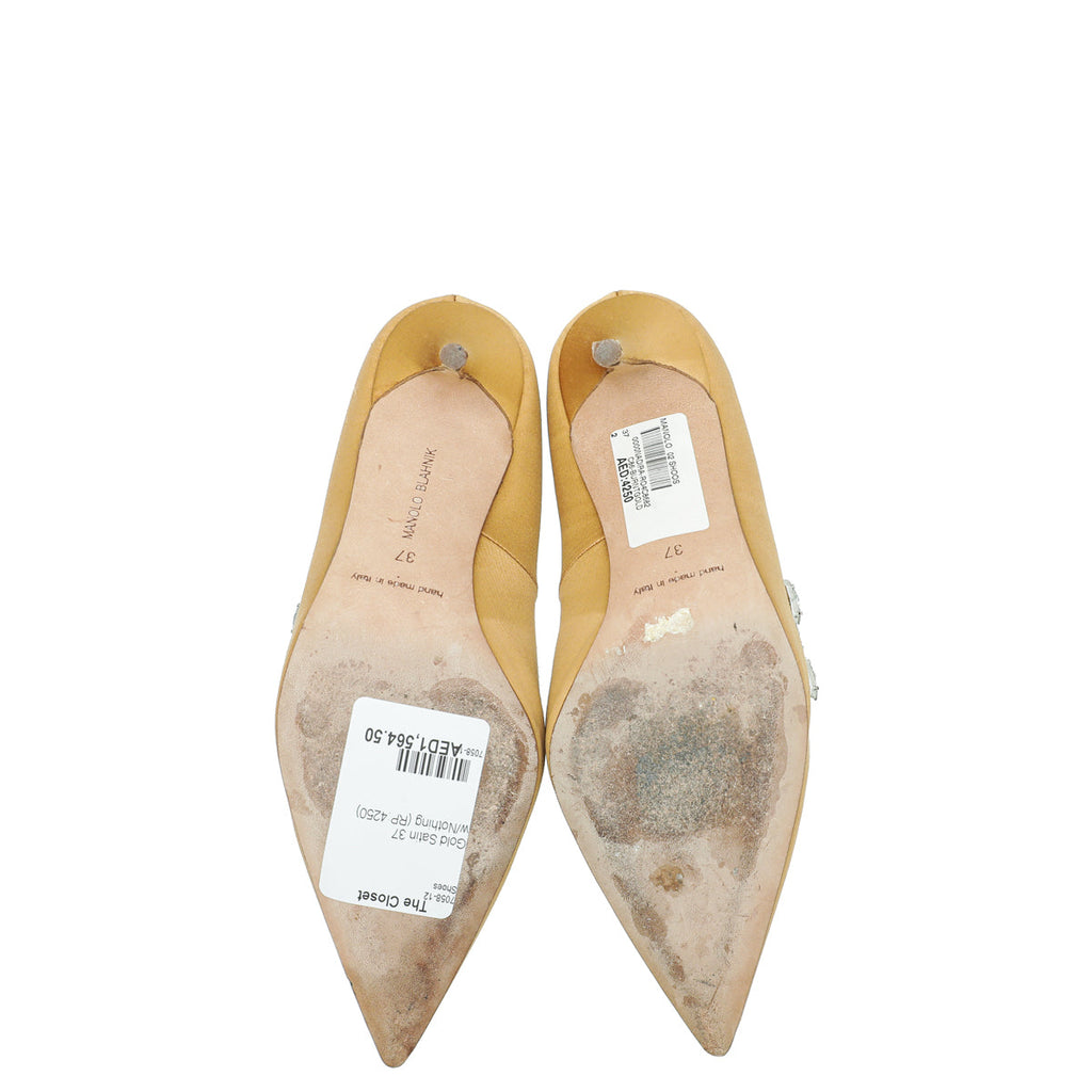 Manolo Blahnik Gold Nadira Pumps 37