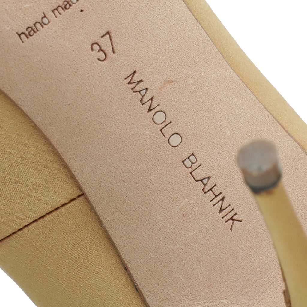 Manolo Blahnik Gold Nadira Pumps 37