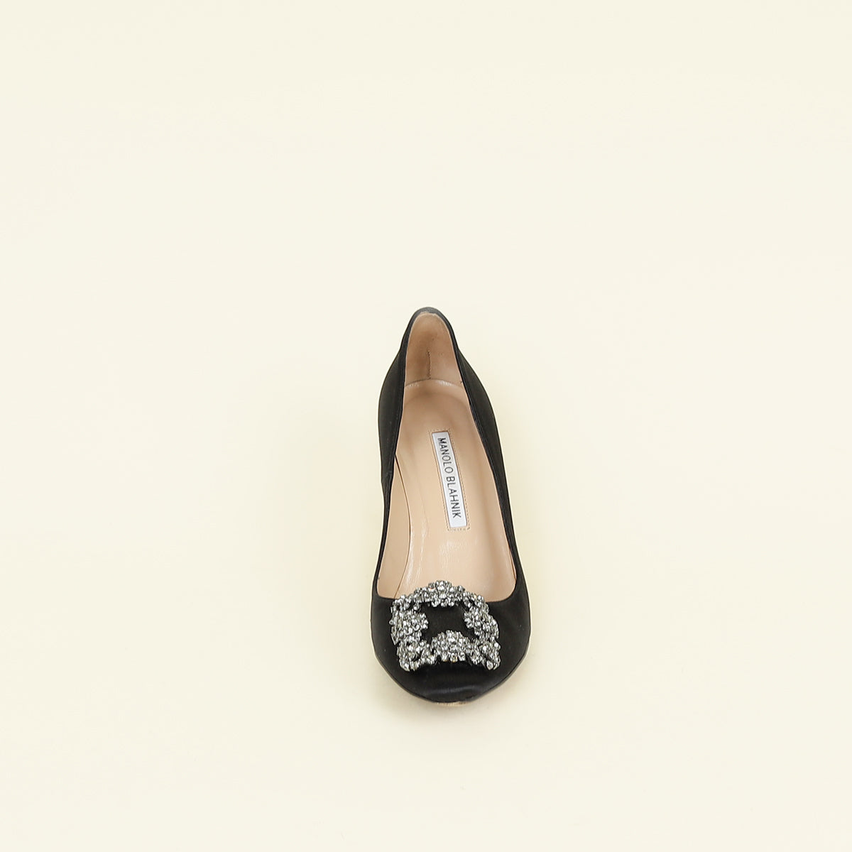 Manolo Blahnik Black Satin Hangisi Pump 35.5