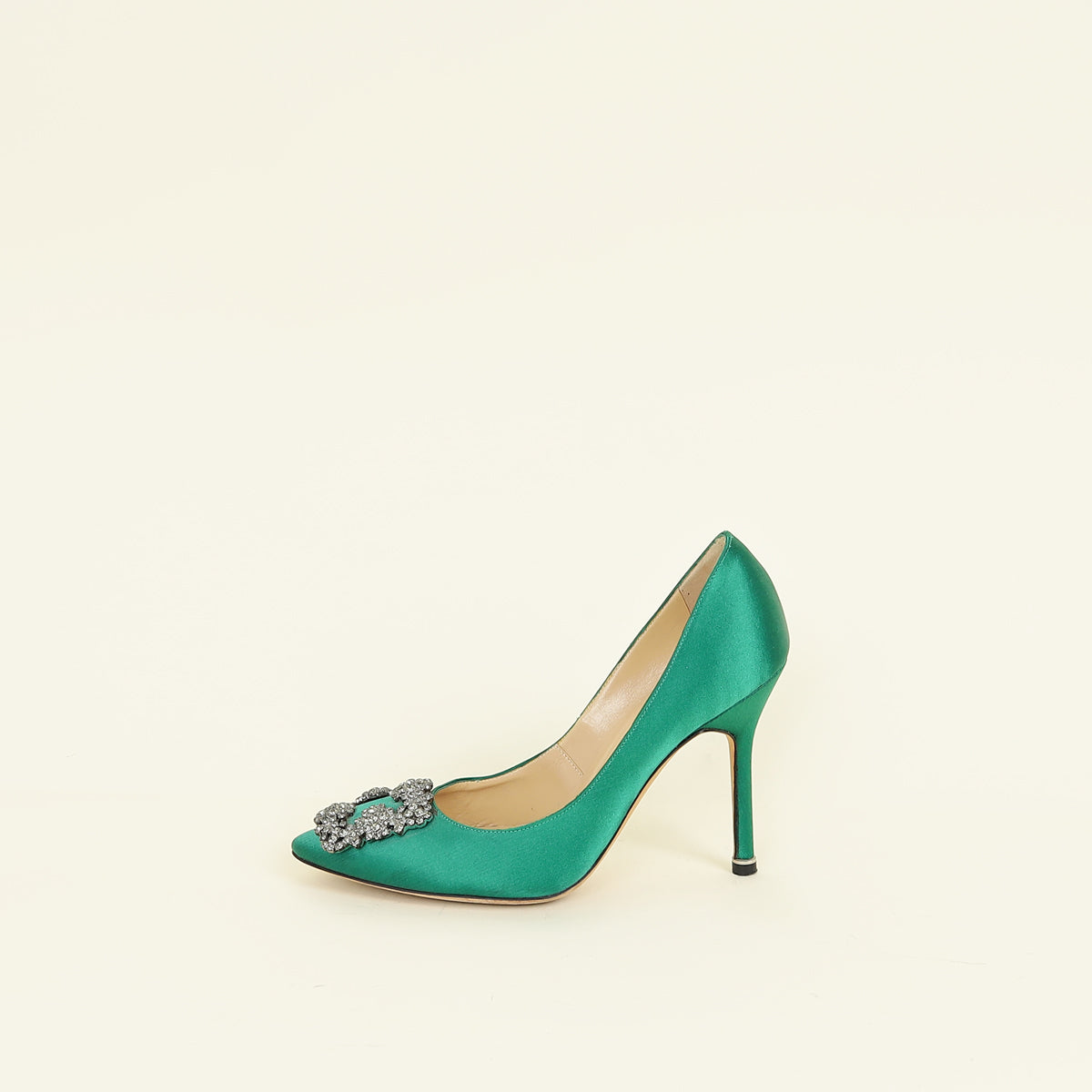 Manolo Blahnik Green Hangisi Buckle Pumps 36.5