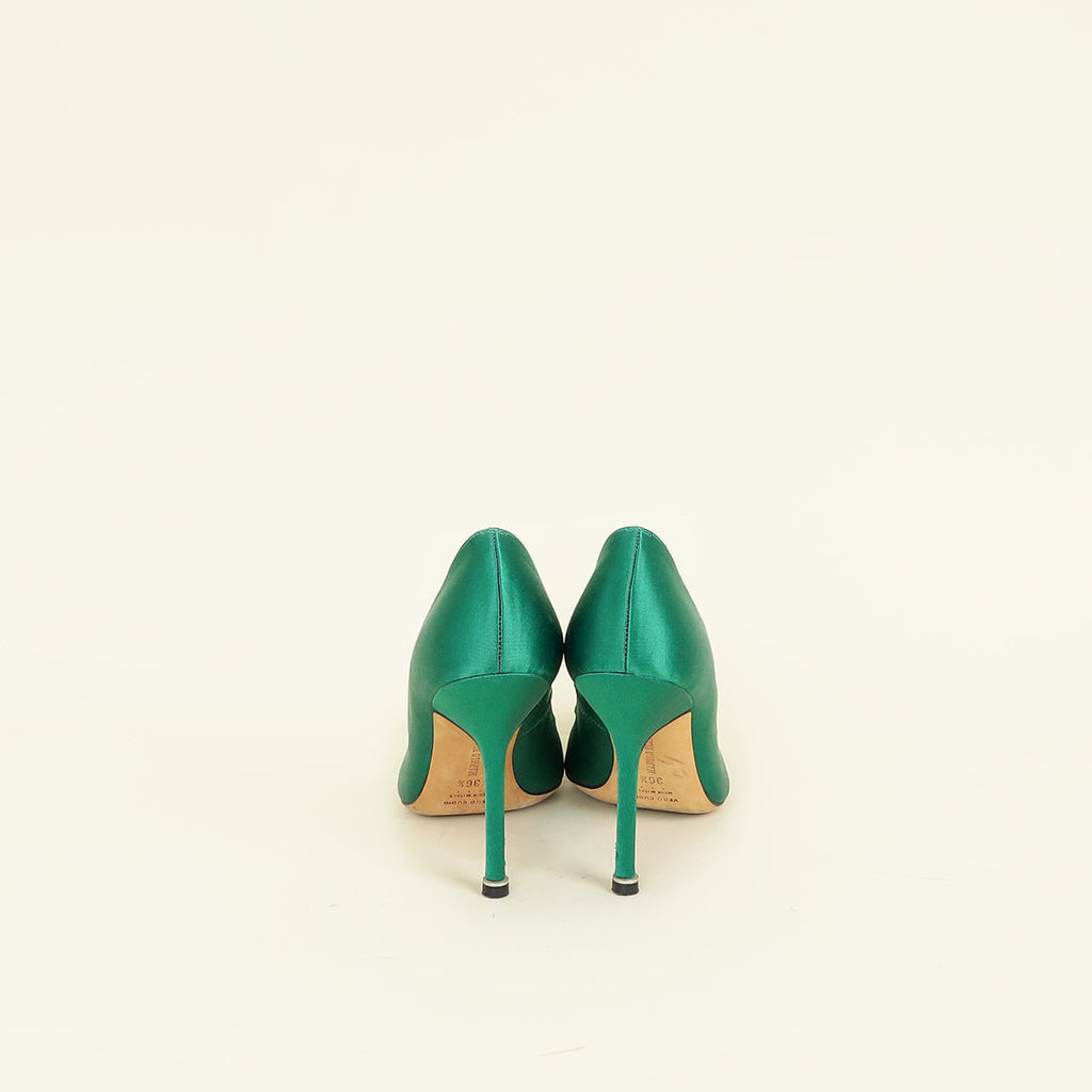 Manolo Blahnik Green Hangisi Buckle Pumps 36.5