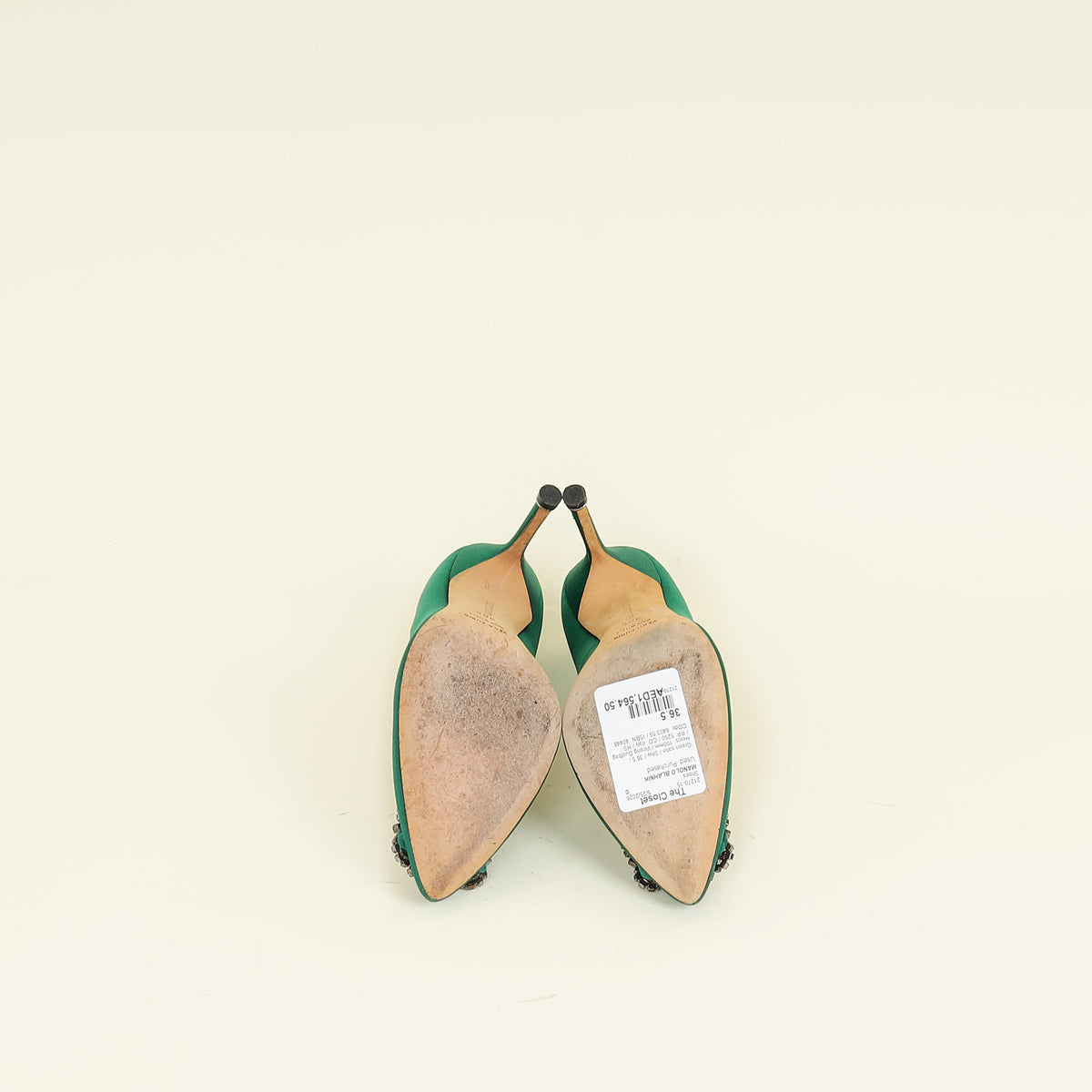 Manolo Blahnik Green Hangisi Buckle Pumps 36.5