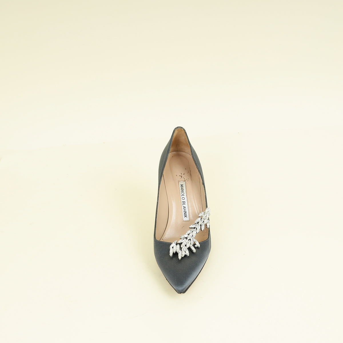 Manolo Blahnik Dark Grey Shufti Satin Pump 37