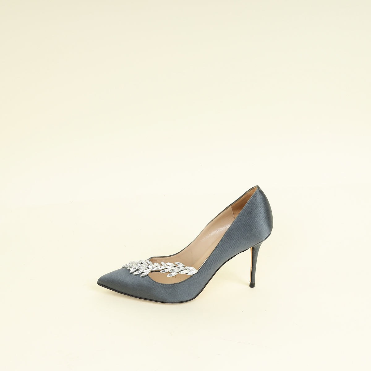 Manolo Blahnik Dark Grey Shufti Satin Pump 37