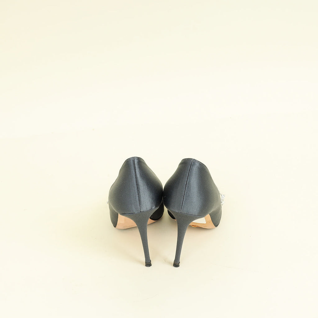 Manolo Blahnik Dark Grey Shufti Satin Pump 37