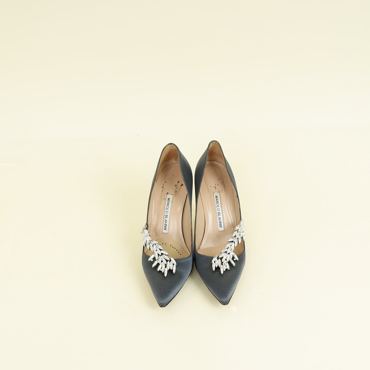 Manolo Blahnik Dark Grey Shufti Satin Pump 37