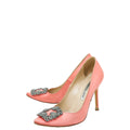 Manolo Blahnik Coral Satin Hangisi Pumps 37