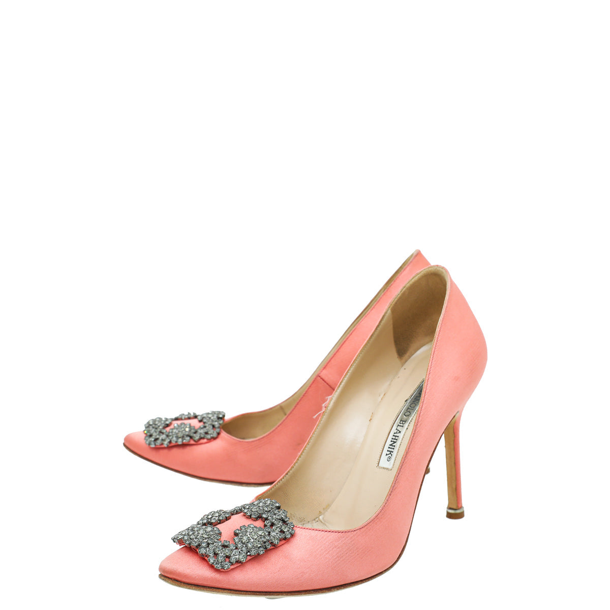 Manolo Blahnik Coral Satin Hangisi Pumps 37