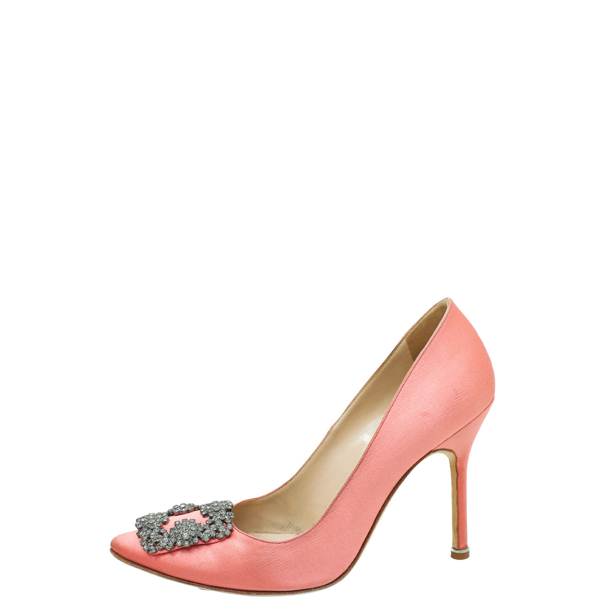 Manolo Blahnik Coral Satin Hangisi Pumps 37