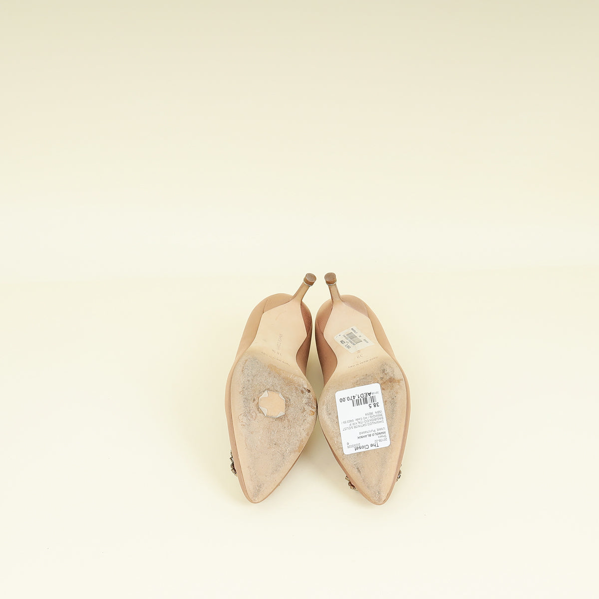 Manolo Blahnik Nude Hangisi 70 Bellini Satin Pump 38.5