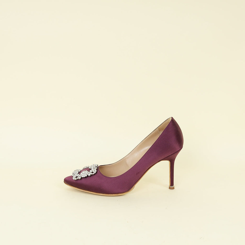 Manolo Blahnik Purple Hangisi Satin Pump 38.5