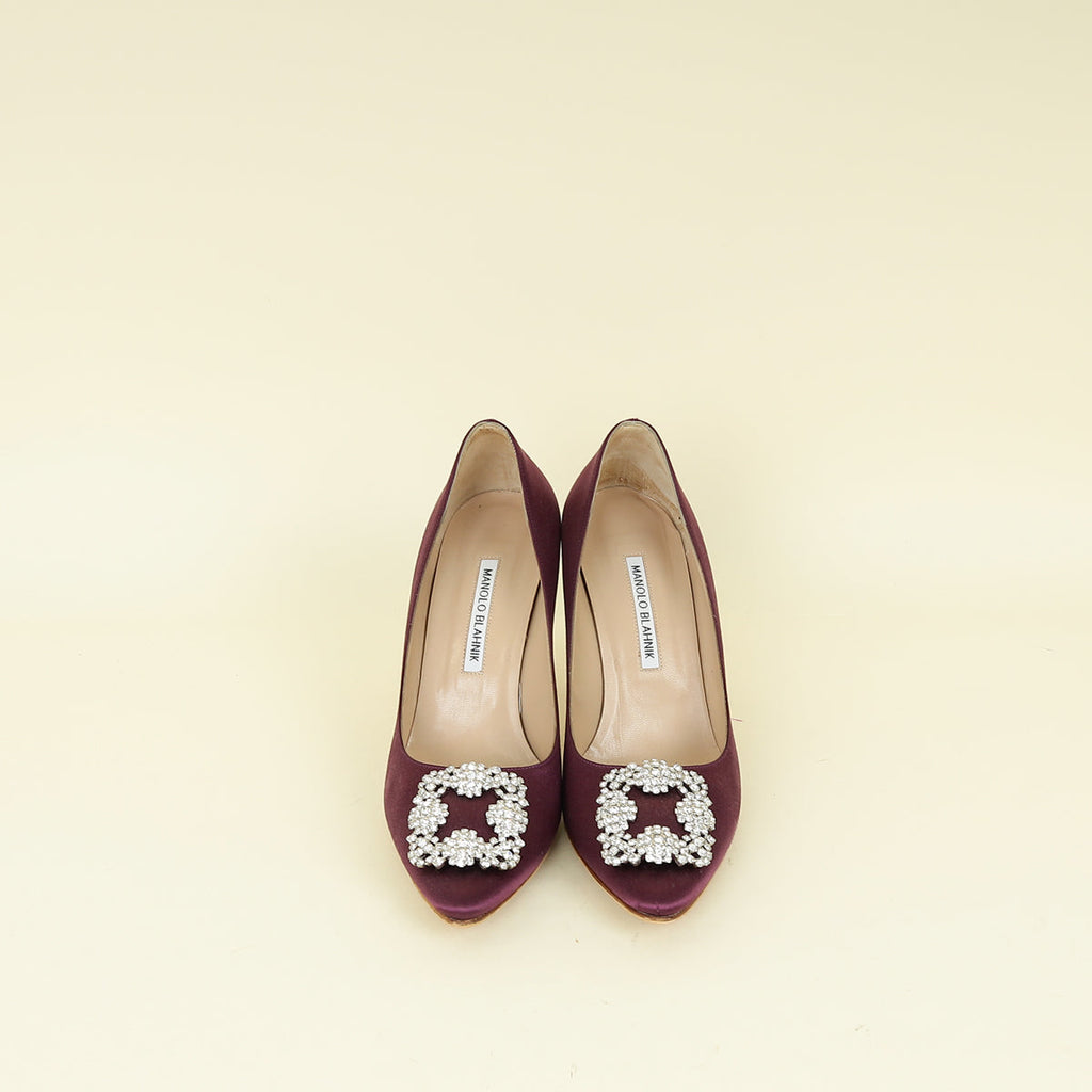 Manolo Blahnik Purple Hangisi Satin Pump 38.5