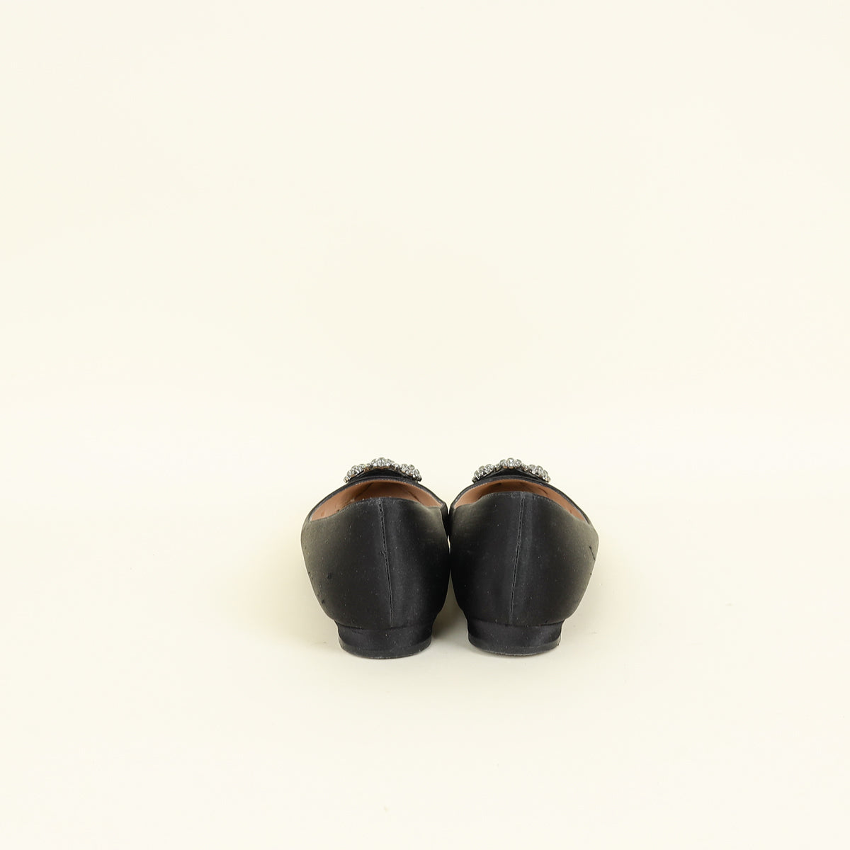 Manolo Blahnik Black Satin Hangisi Flat Ballerina 39