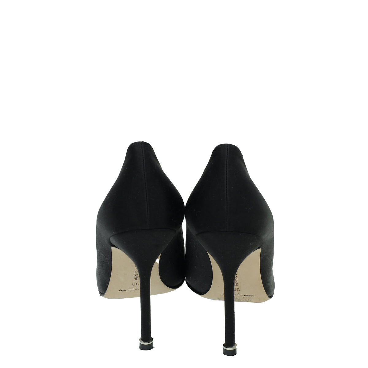 Manolo BlahniK Black Satin Hangisi Crystal Pump 39