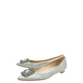Manolo Blahnik Light Grey Satin Hangisi Flat Ballerina 39