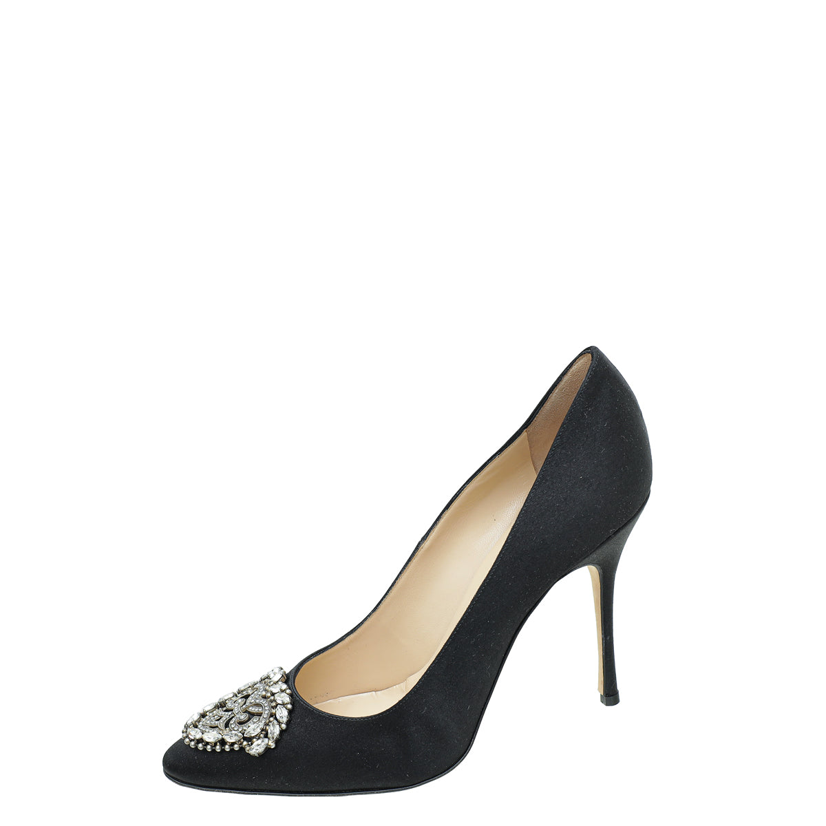 Manolo Blahnik Black Satin Okkava Pumps 39