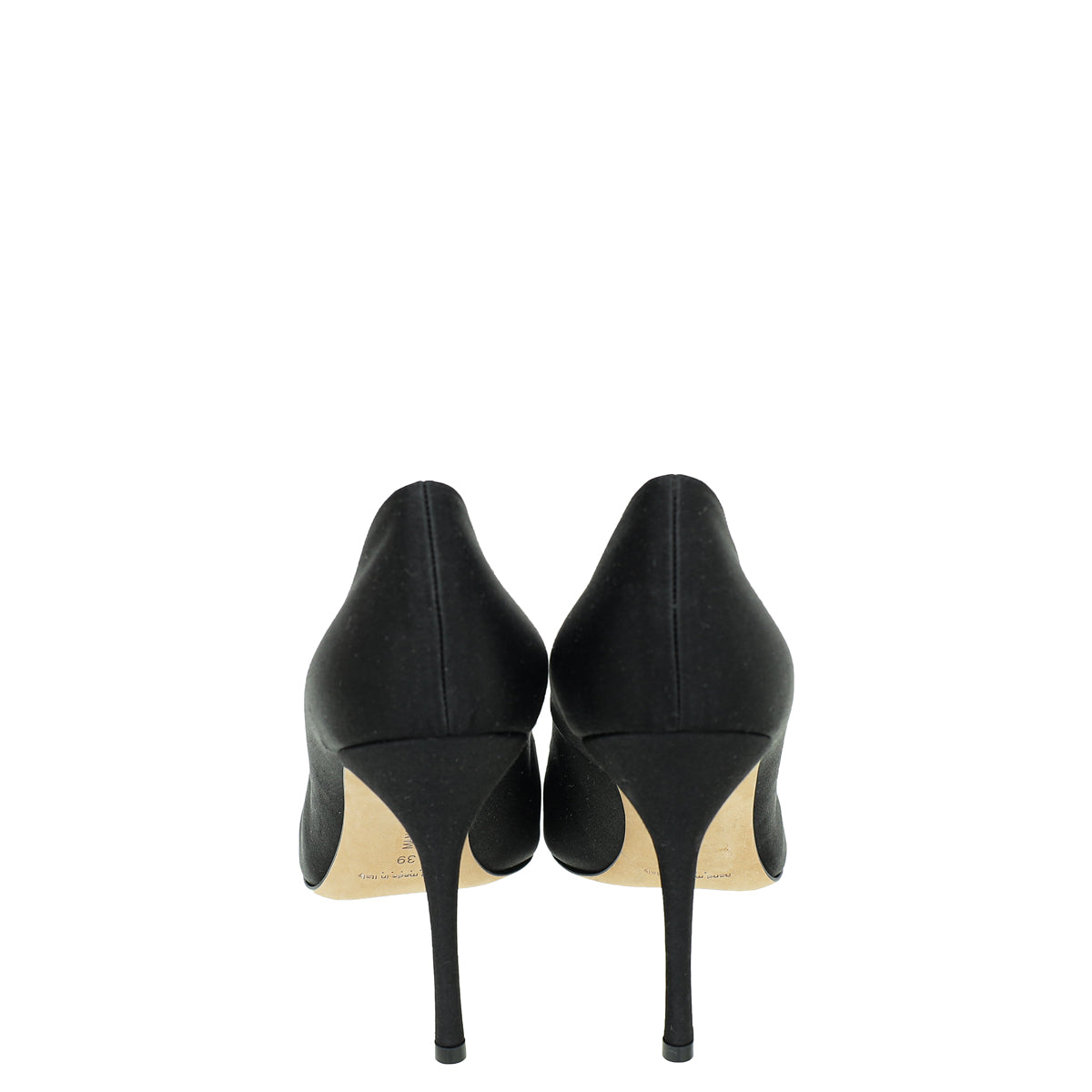 Manolo Blahnik Black Satin Okkava Pumps 39