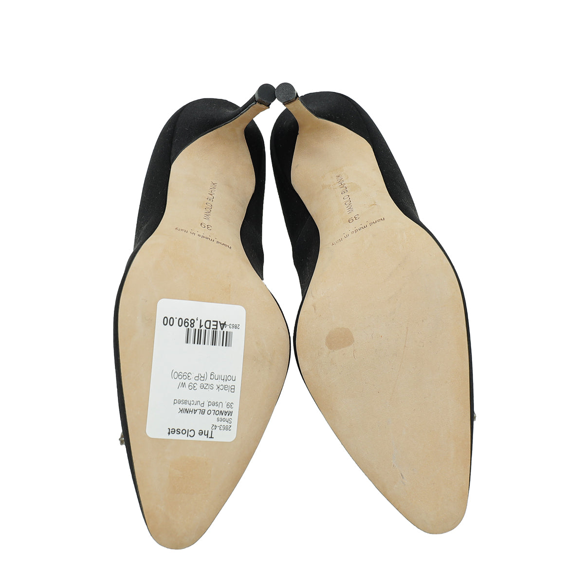 Manolo Blahnik Black Satin Okkava Pumps 39