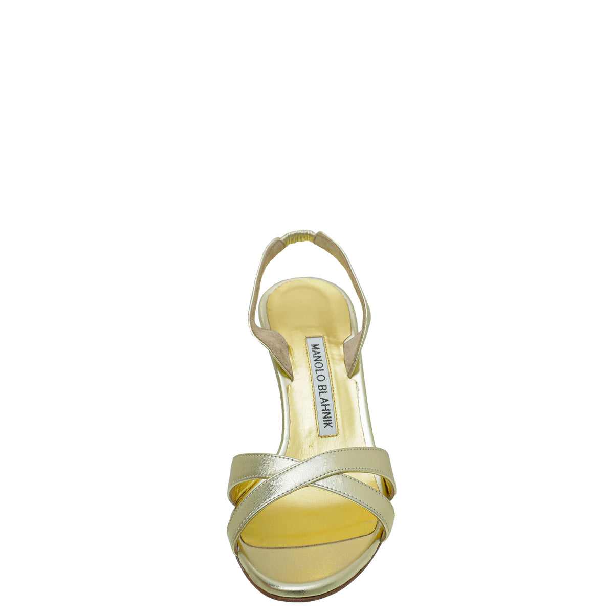 Manolo Blahnik Metallic Gold Callasli Slingback 36.5