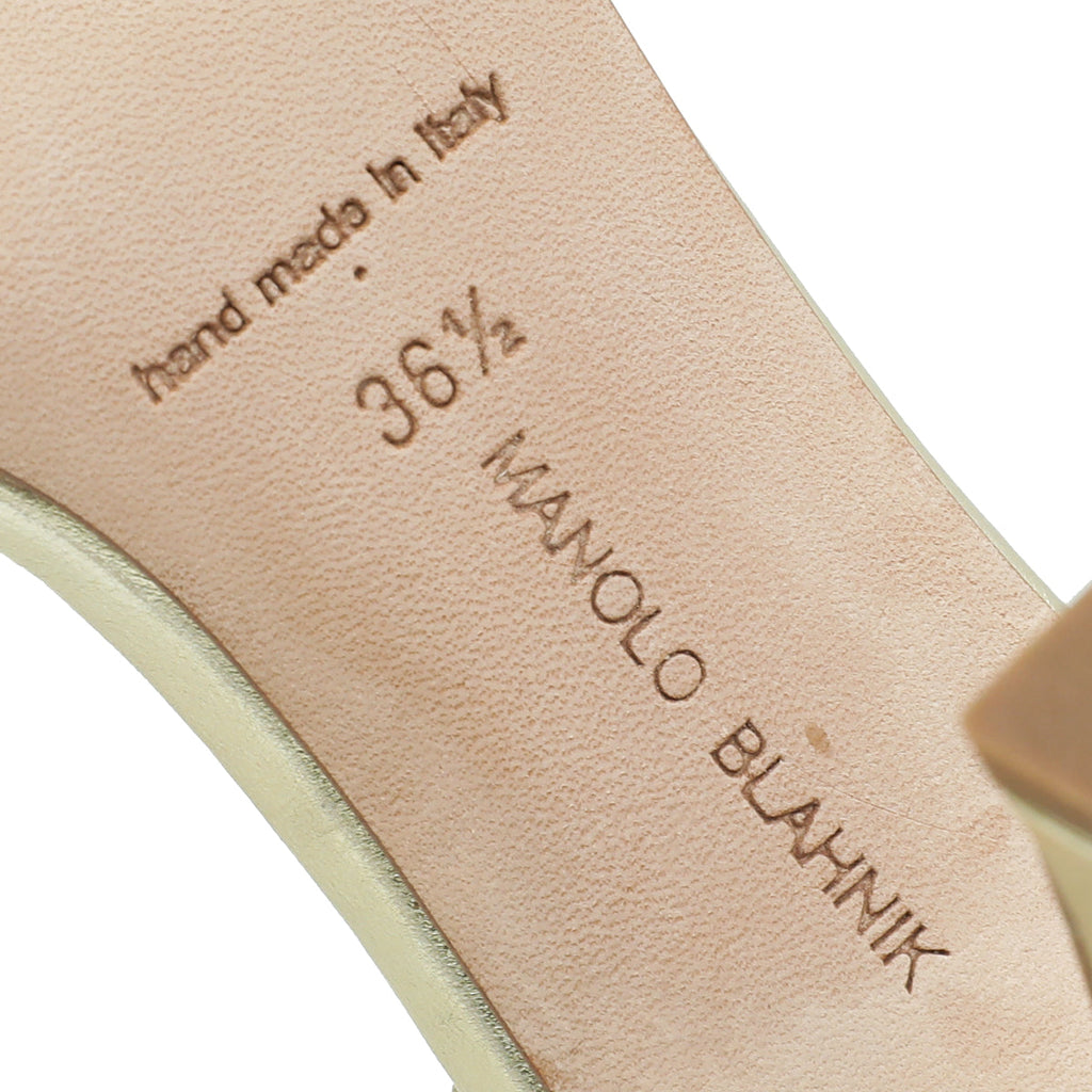 Manolo Blahnik Metallic Gold Callasli Slingback 36.5