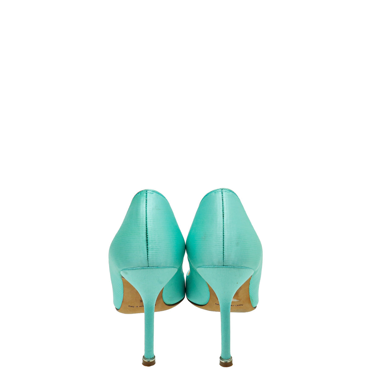 Manolo Blahnik Mint Green Satin Hangisi Pumps 36