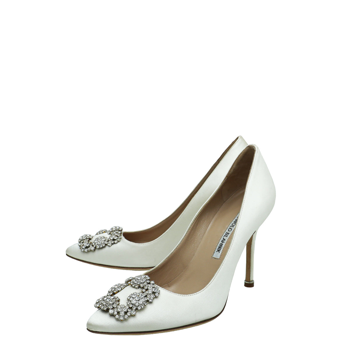 Manolo Blahnik White Satin Hangisi Pump 37.5