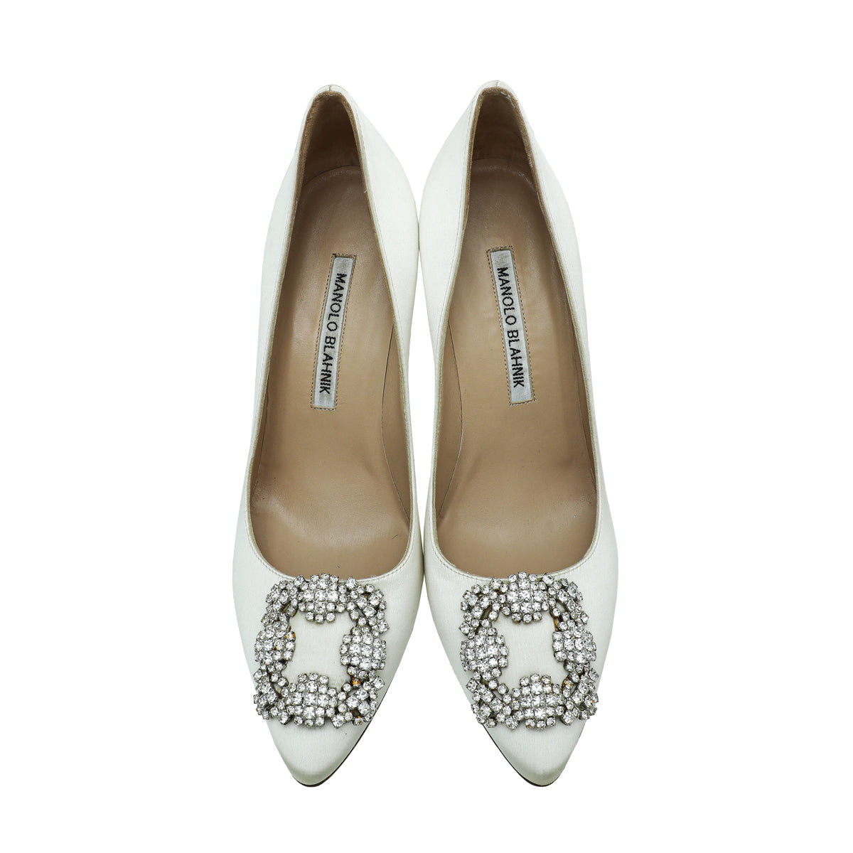 Manolo Blahnik White Satin Hangisi Pump 37.5