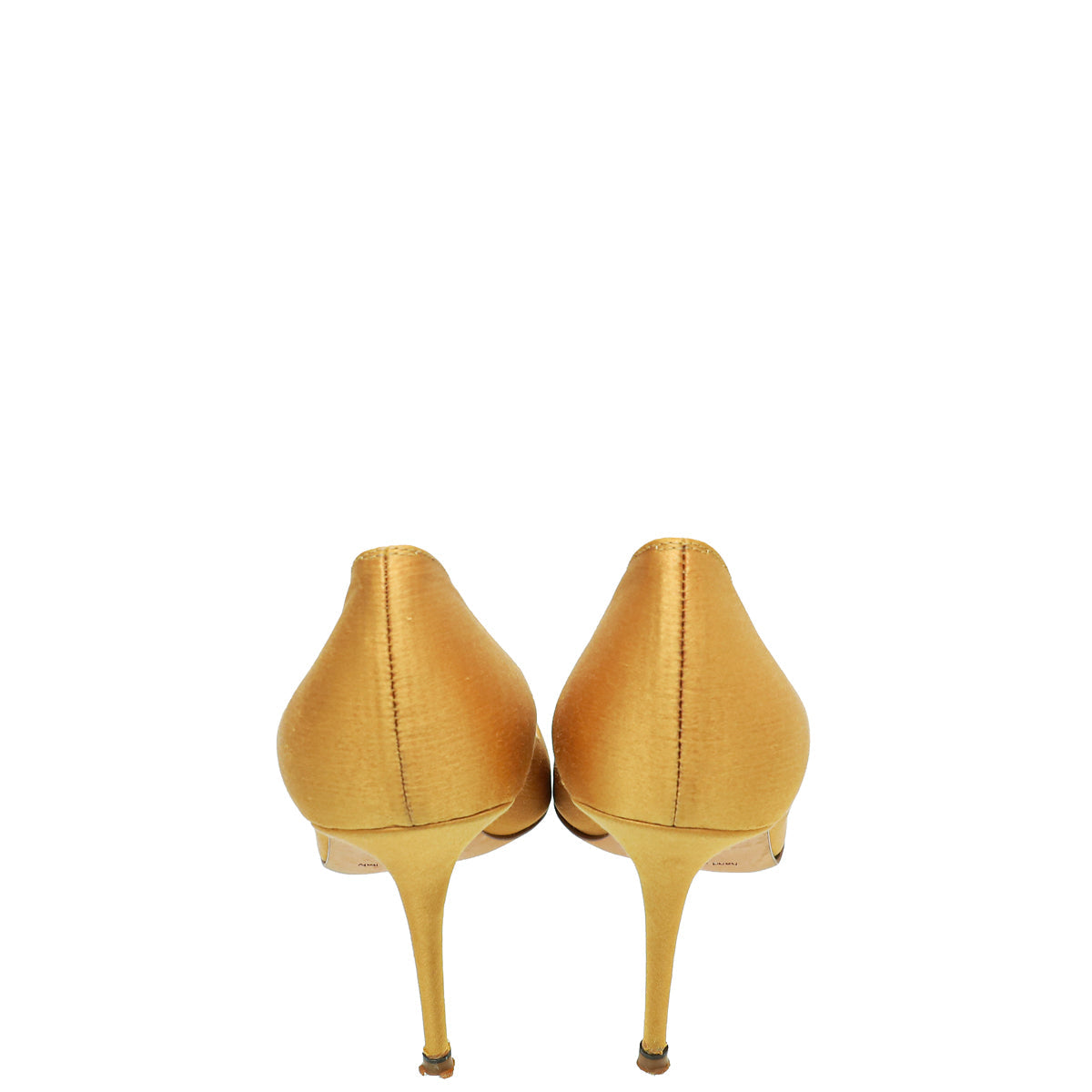 Manolo Blahnik Gold Satin Nadira Pumps 37