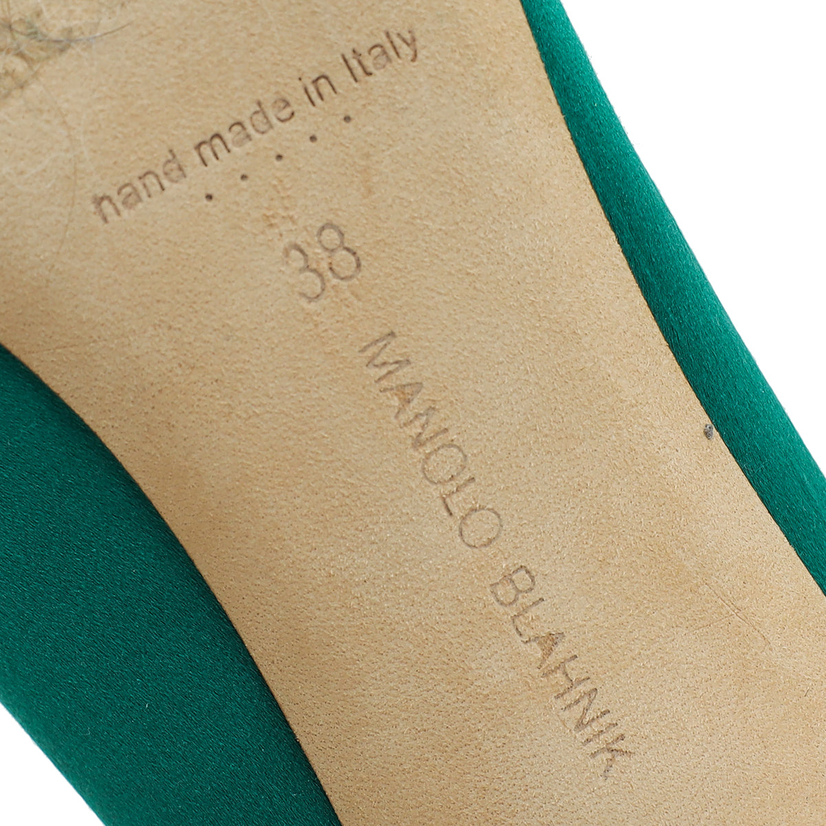Manolo Blahnik Green Satin Olek Crystal Pumps 38