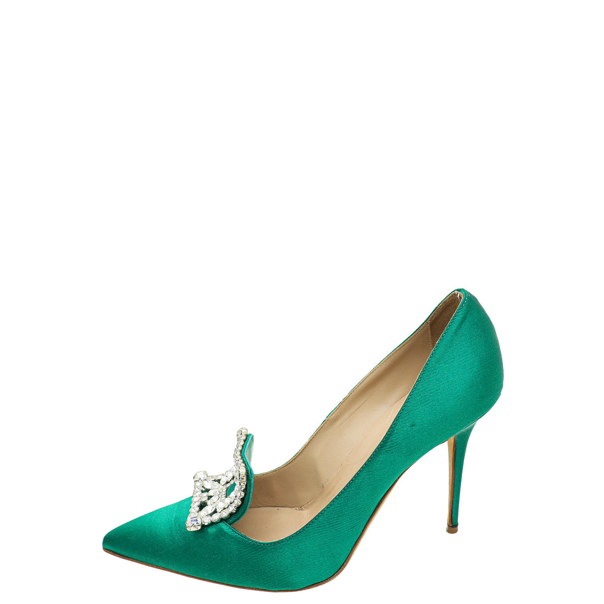 Manolo Blahnik Green Satin Borlak Pumps 39.5