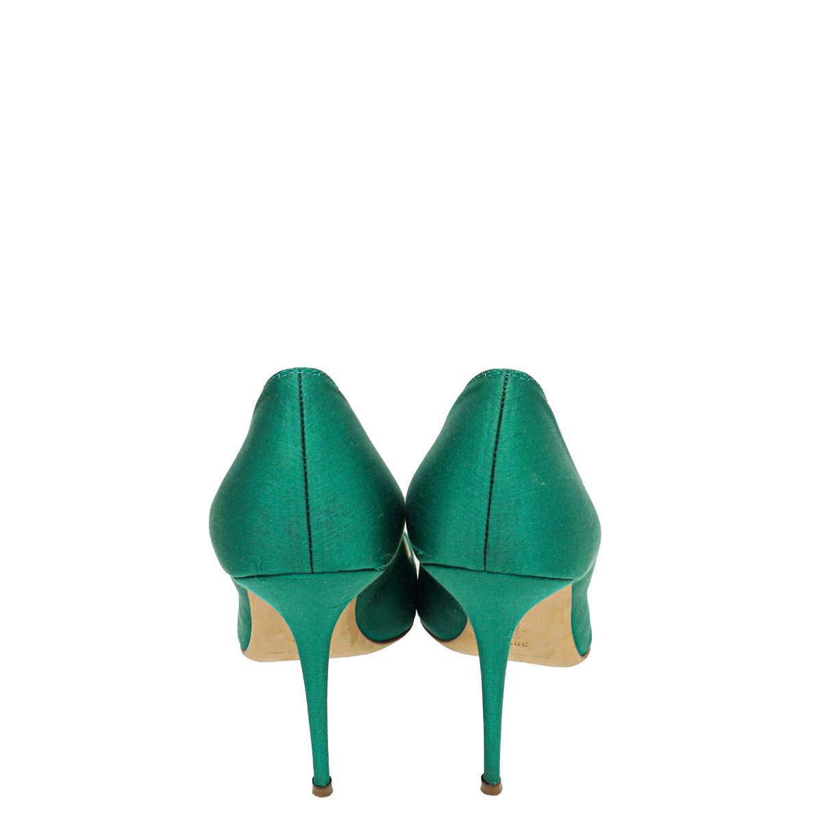 Manolo Blahnik Green Satin Borlak Pumps 39.5