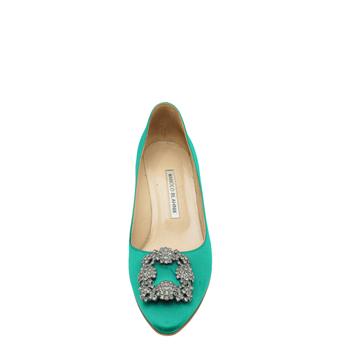Manolo Blahnik Green Hangisi Satin Pump 39.5