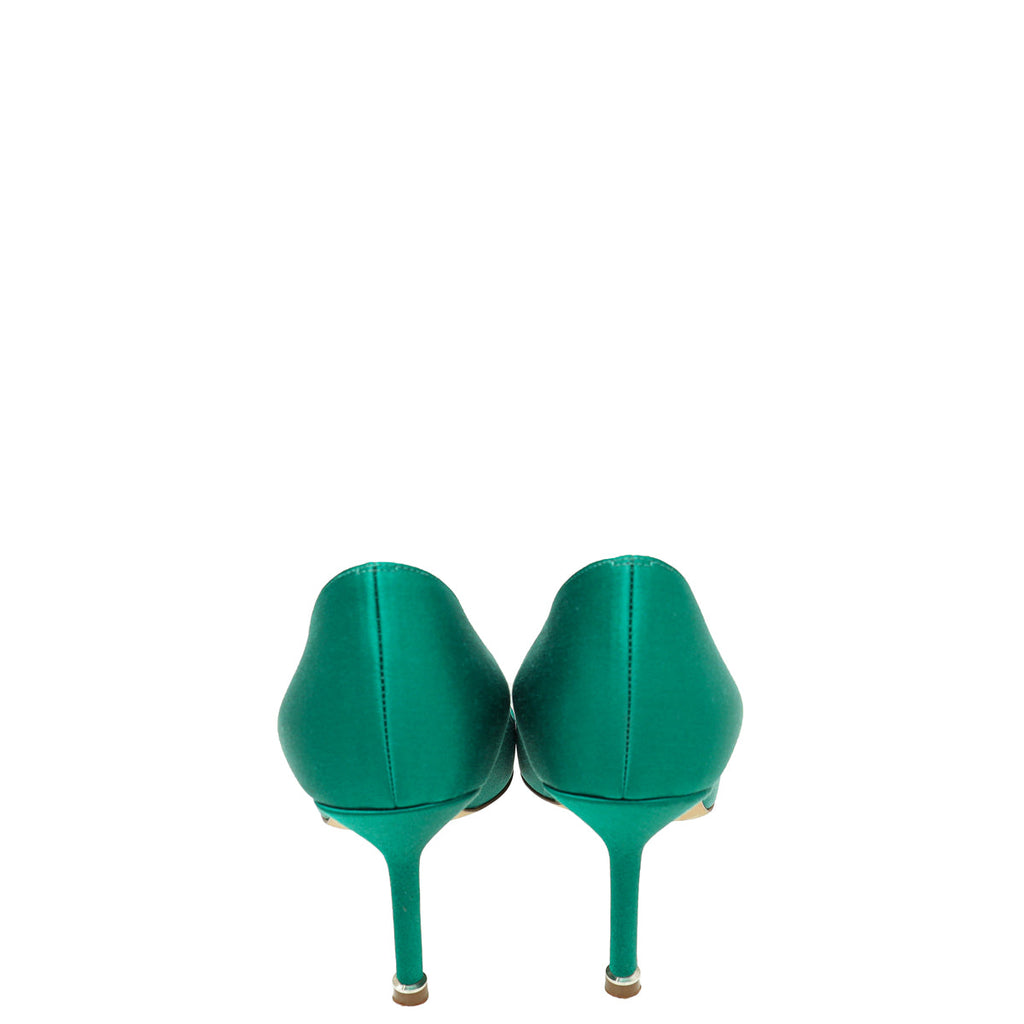 Manolo Blahnik Green Hangisi Satin Pump 39.5