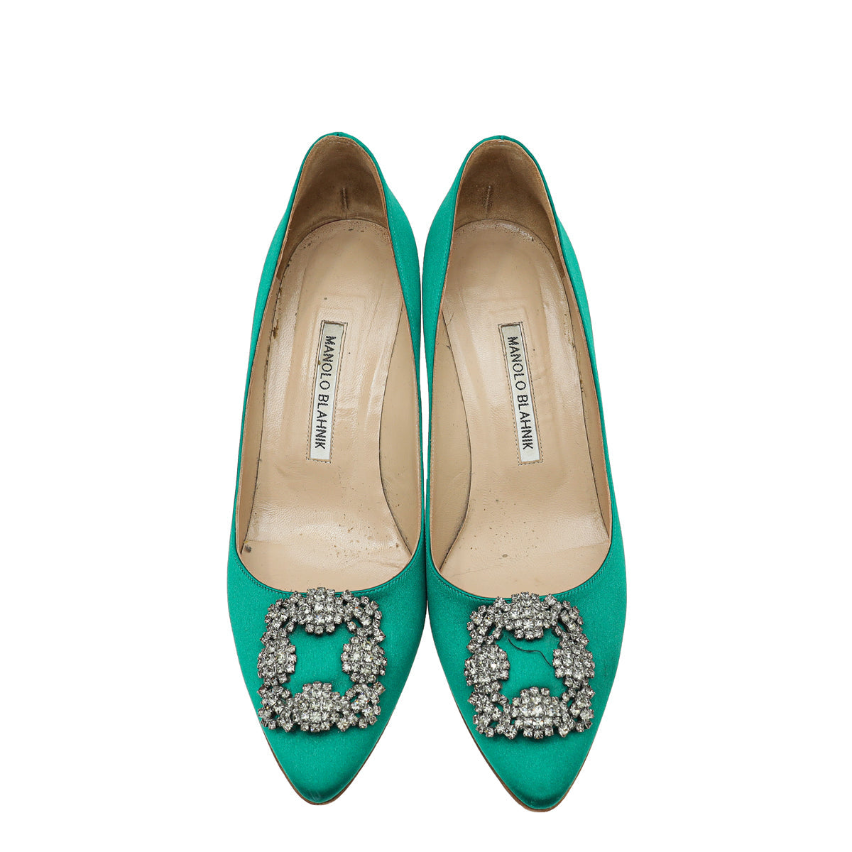 Manolo Blahnik Green Hangisi Satin Pump 39.5