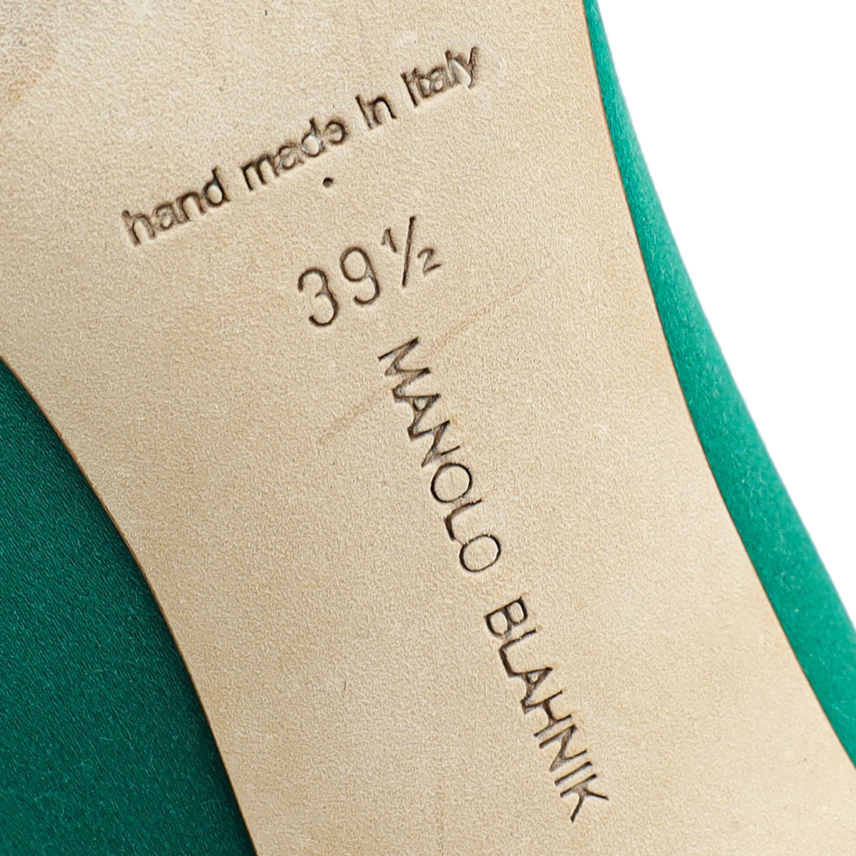 Manolo Blahnik Green Hangisi Satin Pump 39.5