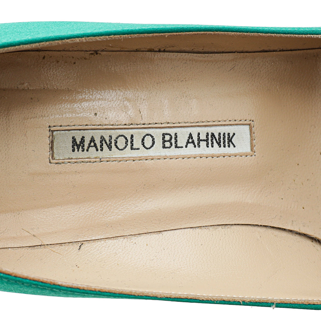 Manolo Blahnik Green Hangisi Satin Pump 39.5