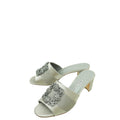 Manolo Blahnik Light Grey Satin Hangisi Mules 39
