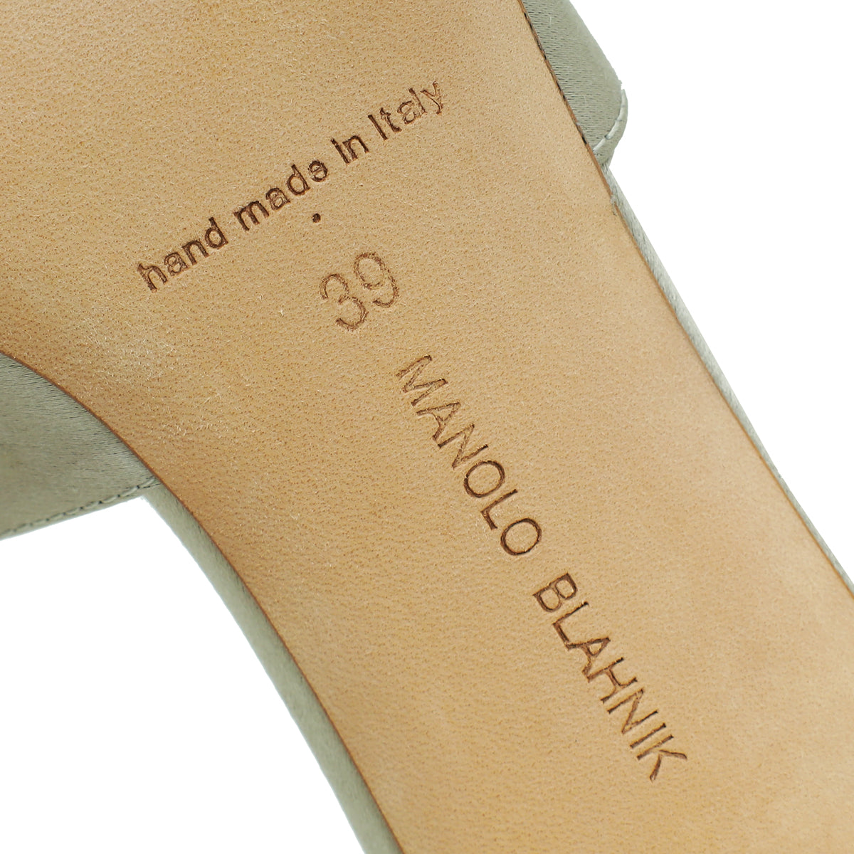 Manolo Blahnik Light Grey Satin Hangisi Mules 39